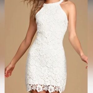 Lulus Love Poem Ivory Lace Mini Dress